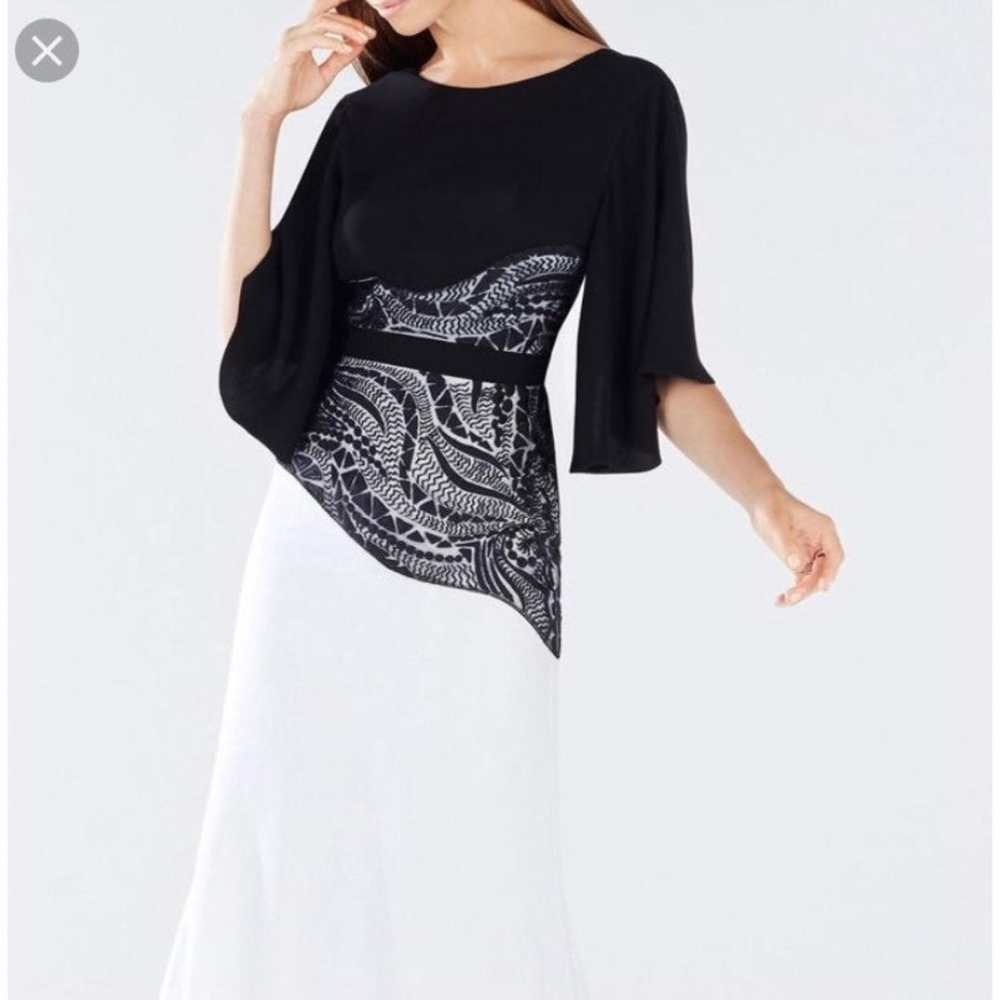 NWT BCBGMaxAzria Black and White Asymmetrical Dress